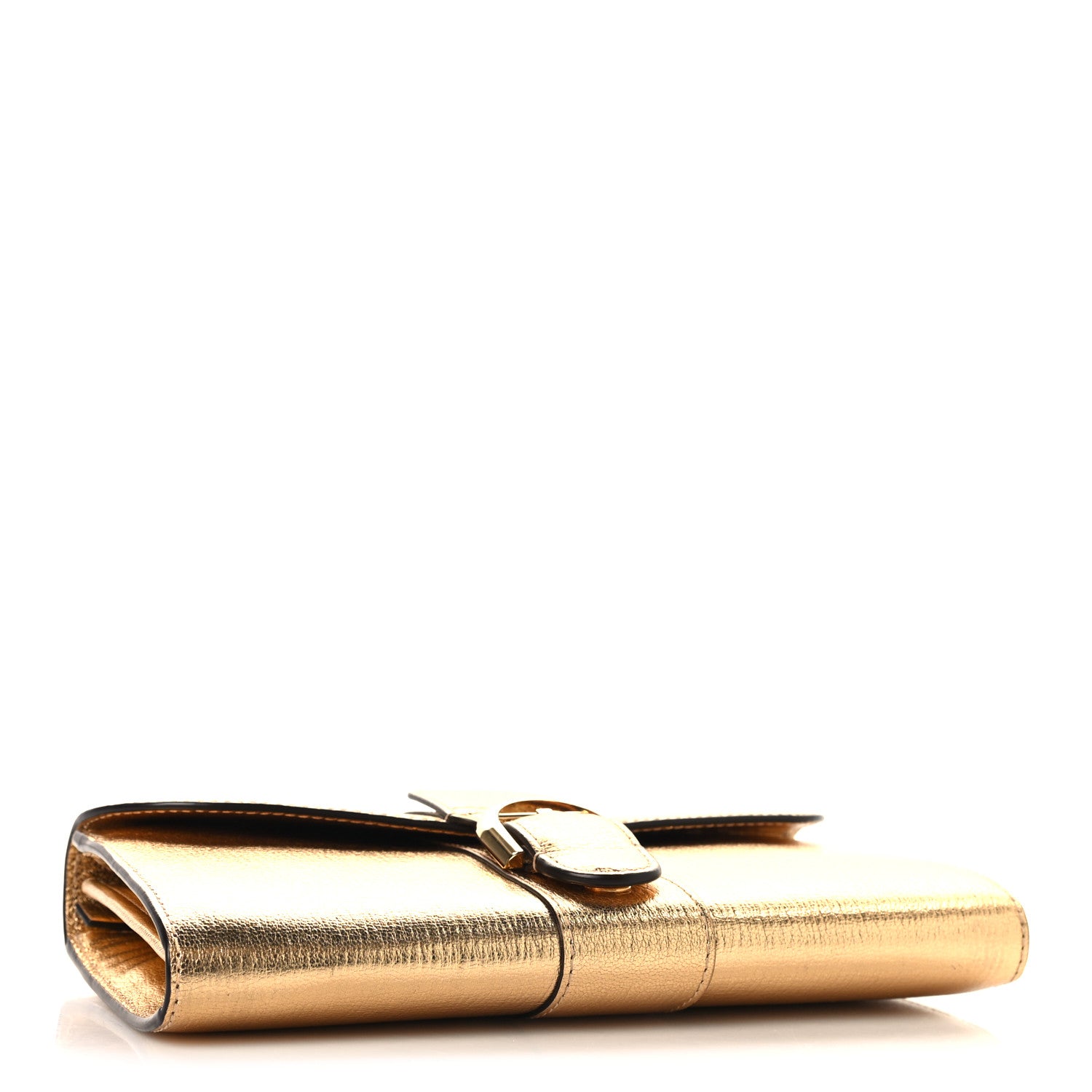Delvaux Metallic Rodeo Calfskin Brillant Wallet On Chain Satin Gold 4 of 9