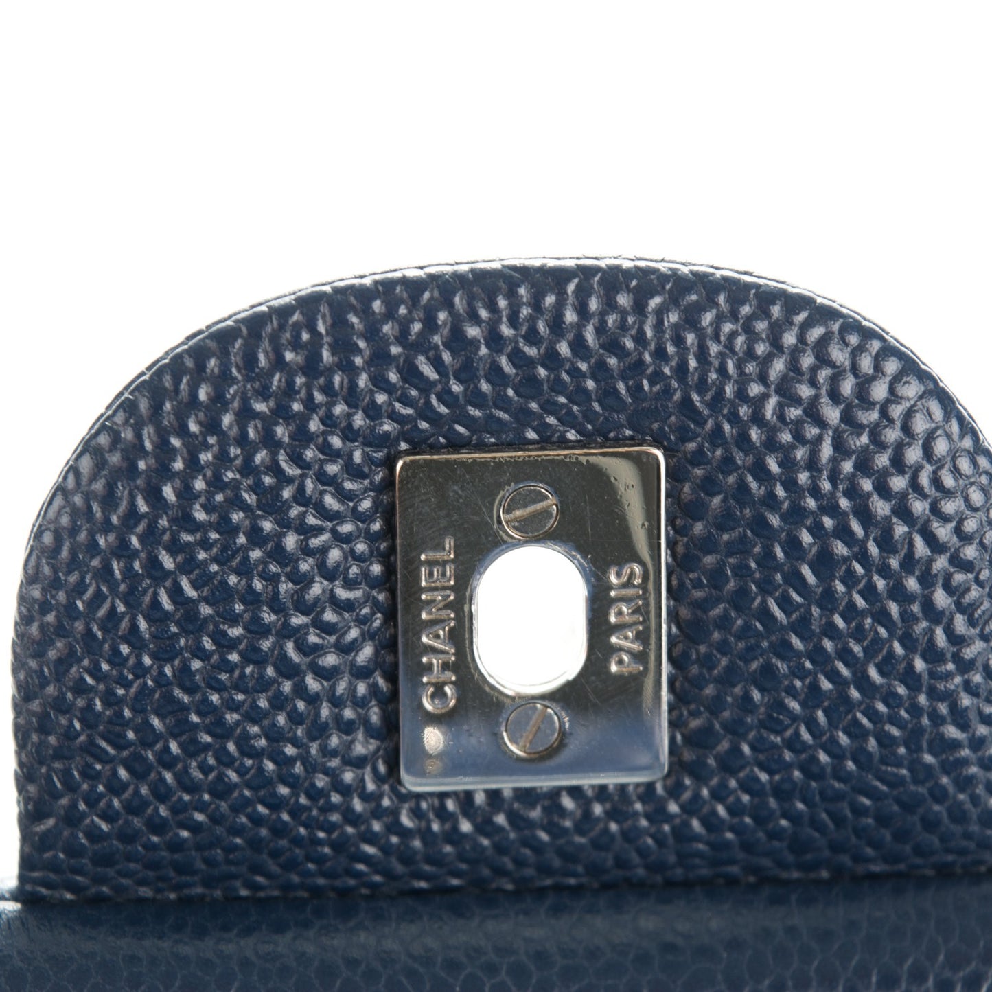 Caviar Quilted Jumbo Double Flap Navy Blue