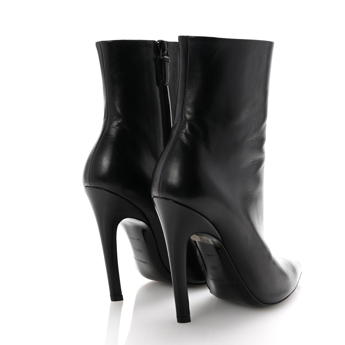 Calfskin Slash Ankle Boots 36.5 Black
