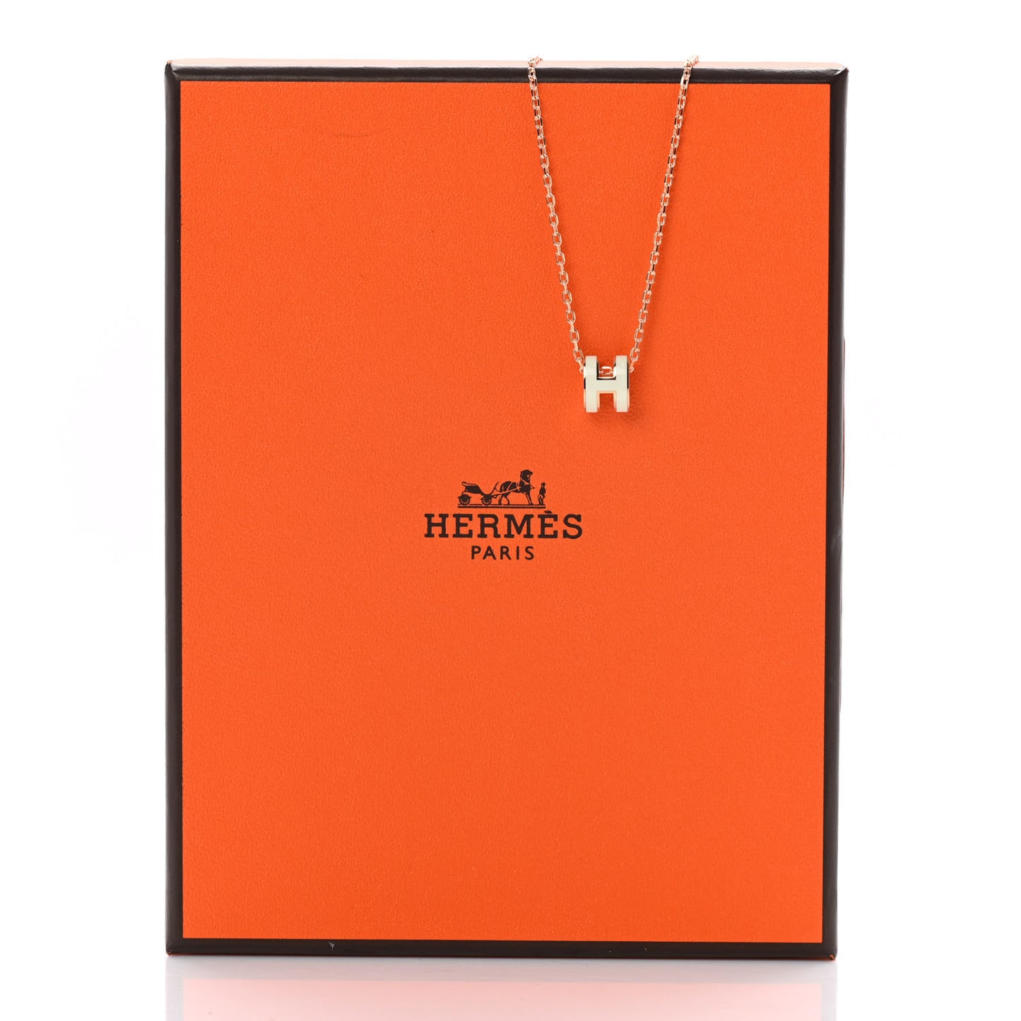 Lacquered Rose Gold Mini Pop H Pendant Necklace White