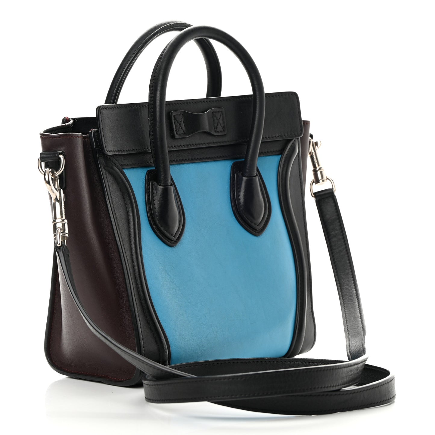 Smooth Calfskin Nano Tri-Color Luggage Turquoise