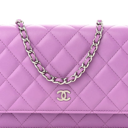 Chanel Lambskin Quilted Wallet On Chain WOC Purple 8 of 12