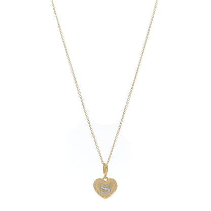 David Yurman 18K Yellow Gold Diamond Heart Initial S Charm Necklace 1 of 5