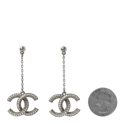 Chanel Baguette Crystal CC Drop Earrings Silver 2 of 4