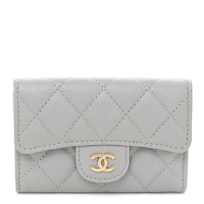 Chanel Caviar Quilted Flap Card Holder Wallet Dark Grey 1 of 9