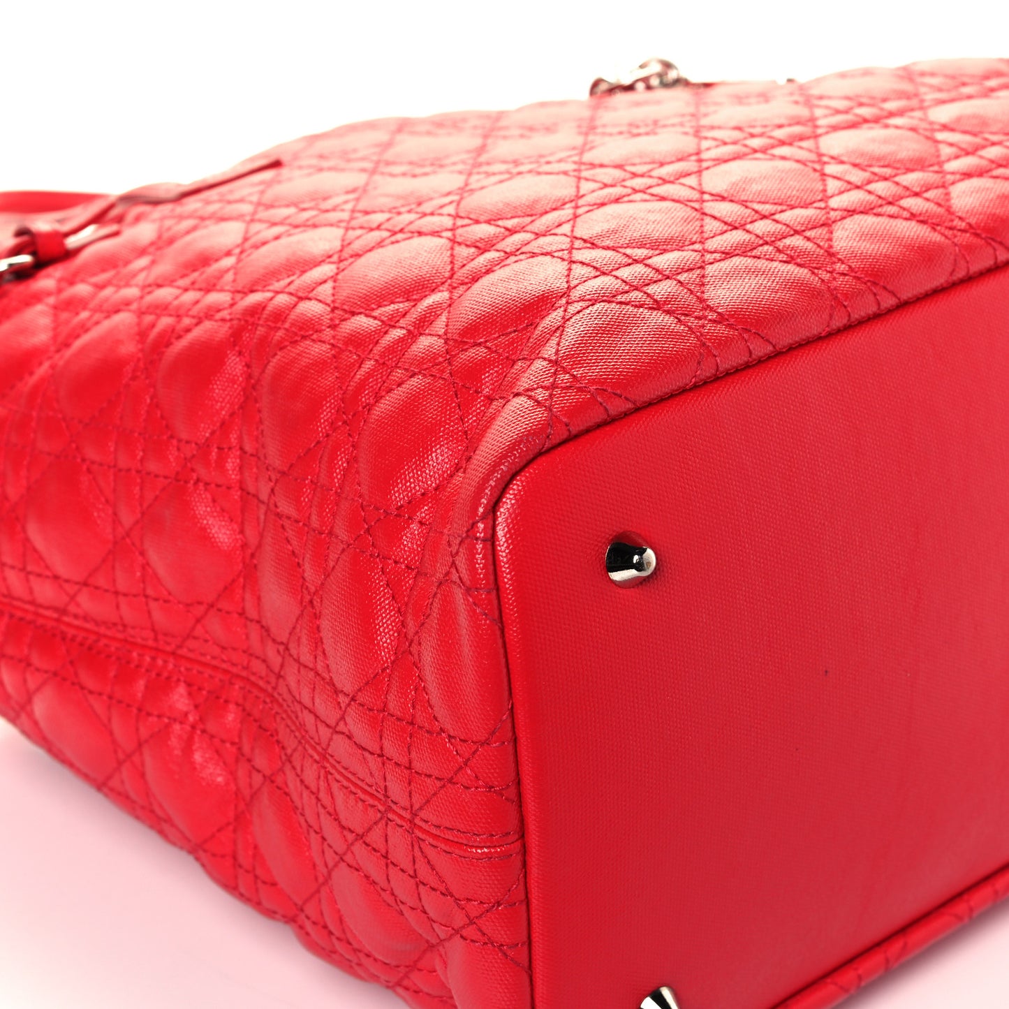 Coated Canvas Cannage Large Panarea Tote Red