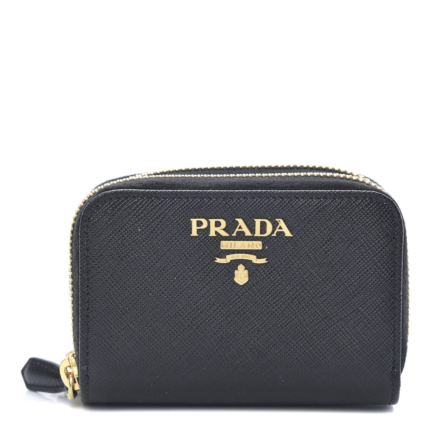 Saffiano Metal Double Zip Coin Purse Black