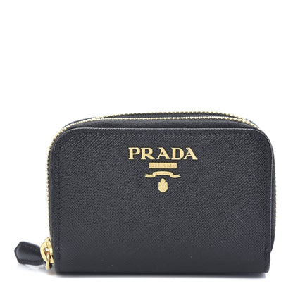 Prada Saffiano Metal Double Zip Coin Purse Black 1 of 10