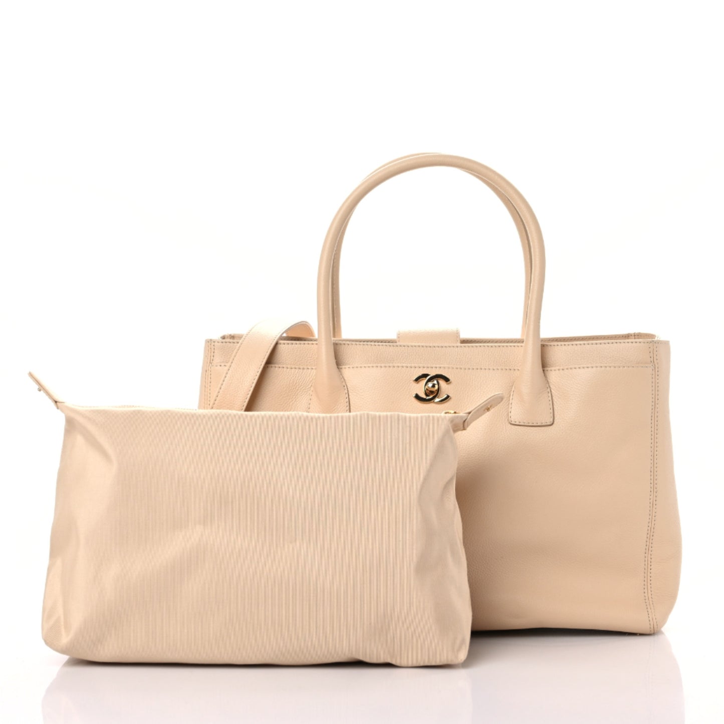 Calfskin Cerf Executive Shopper Tote Beige
