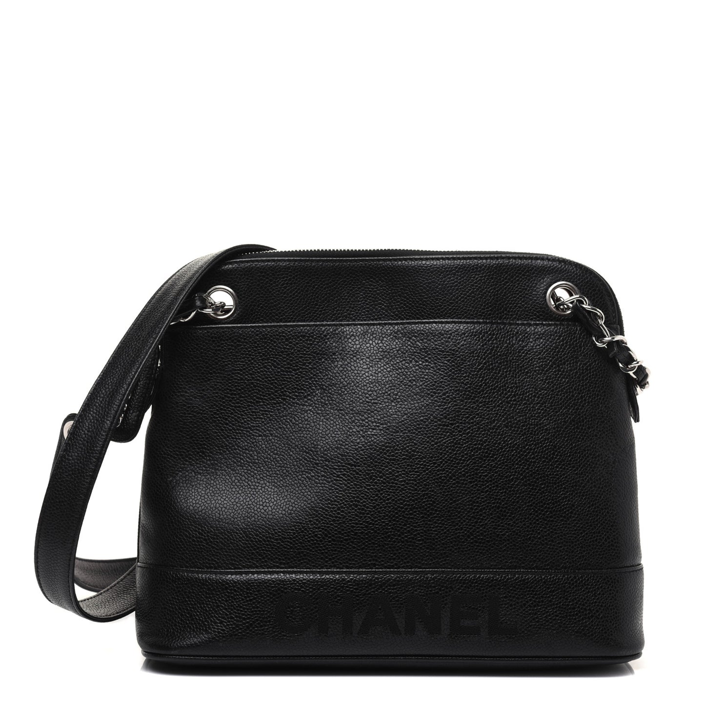 Caviar Logo Shoulder Bag Black