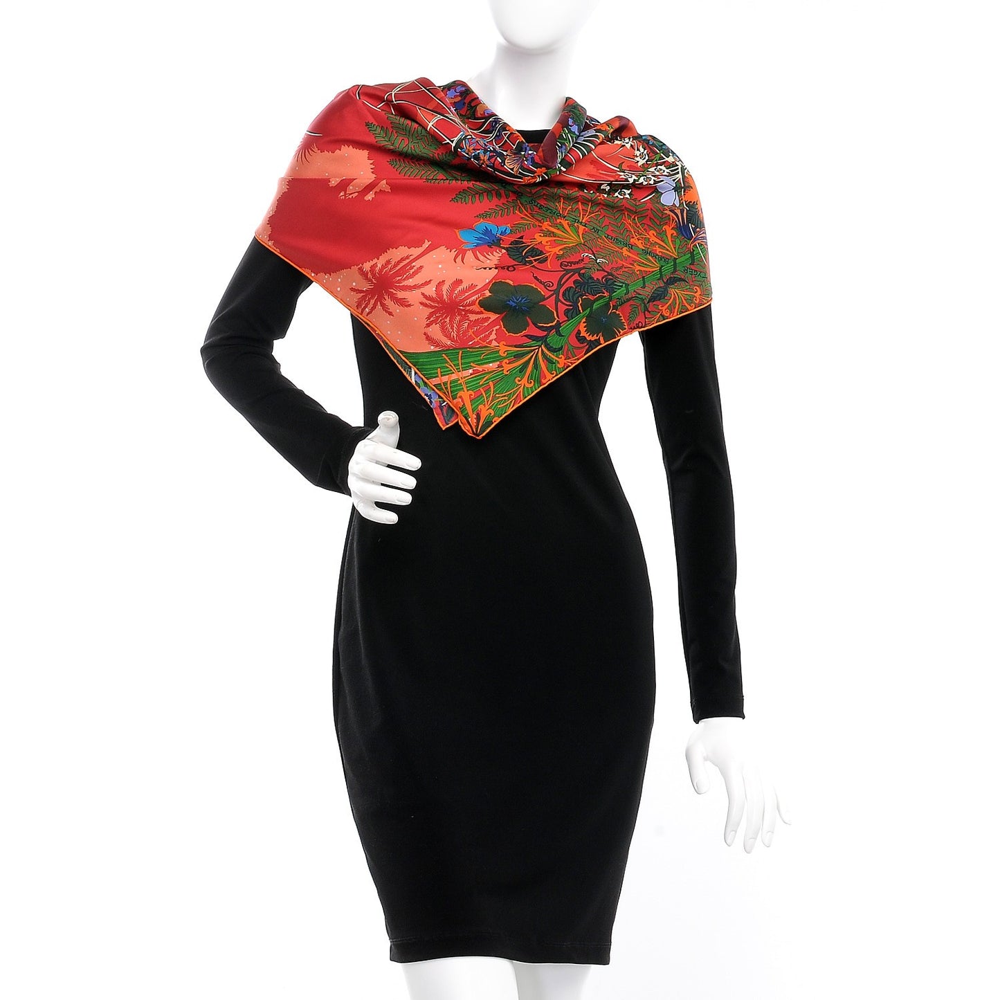 Silk Tyger Tyger Scarf 90 Saumon Corail Vert