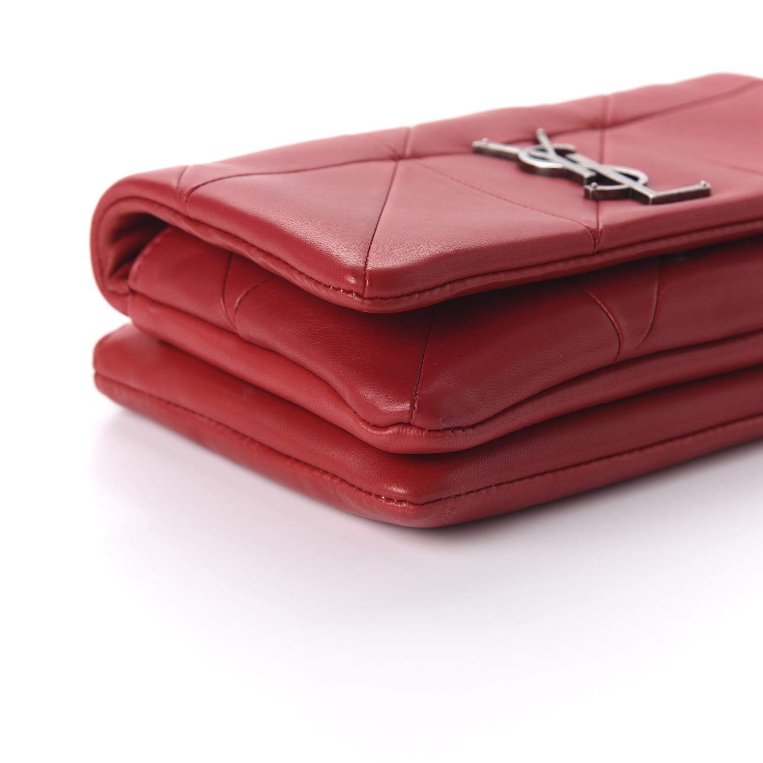 Saint Laurent Lambskin Patchwork Monogram Jamie Chain Wallet Red 6 of 9
