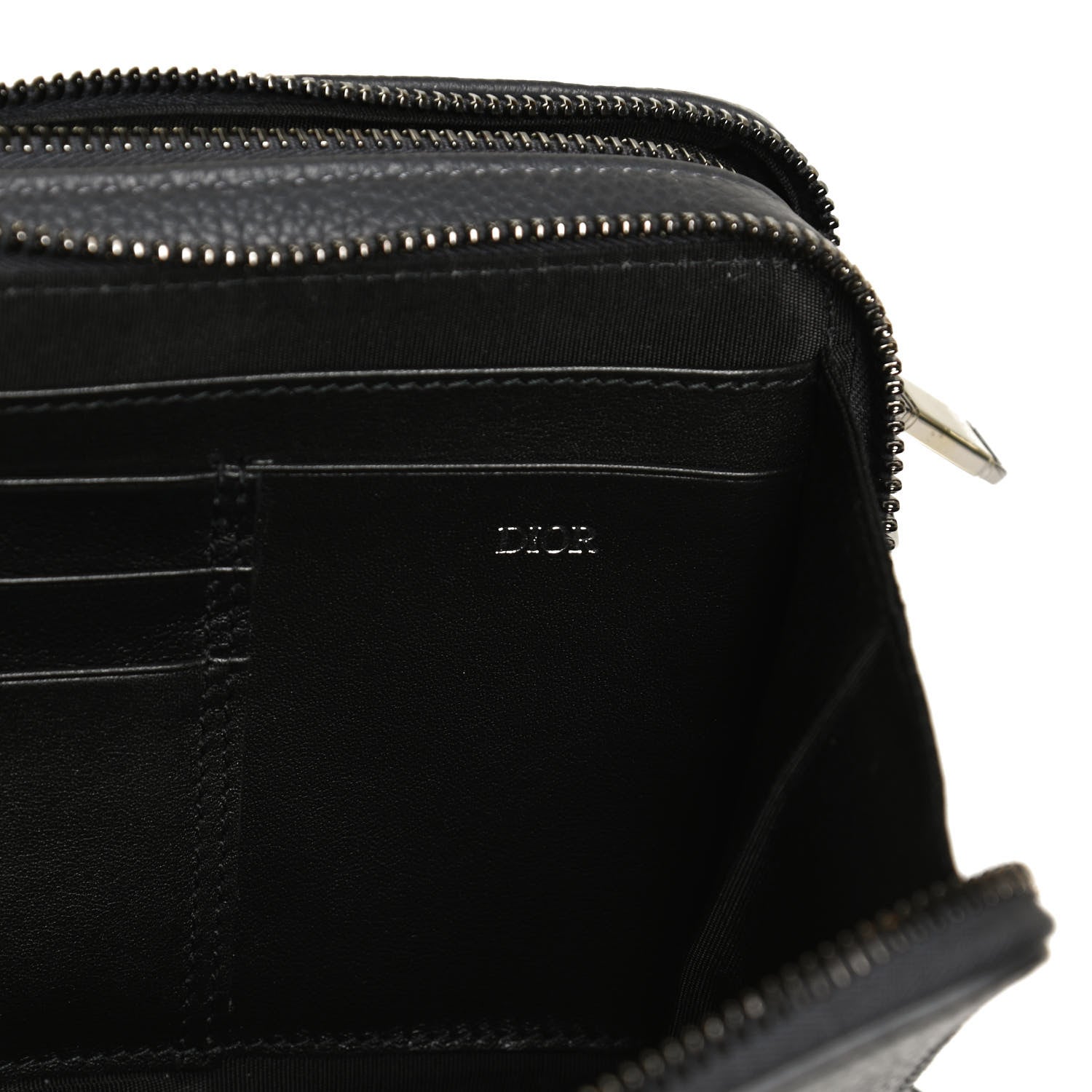 Christian Dior Grained Calfskin Double Zip Crossbody Pouch Black 6 of 9