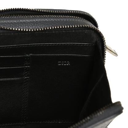 Christian Dior Grained Calfskin Double Zip Crossbody Pouch Black 6 of 9