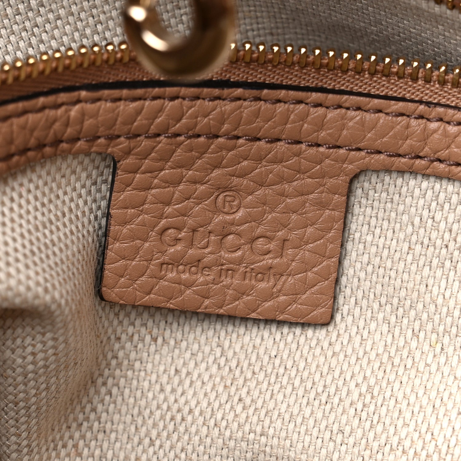 Gucci Pebbled Calfskin Medium Soho Chain Shoulder Bag Camelia 6 of 13