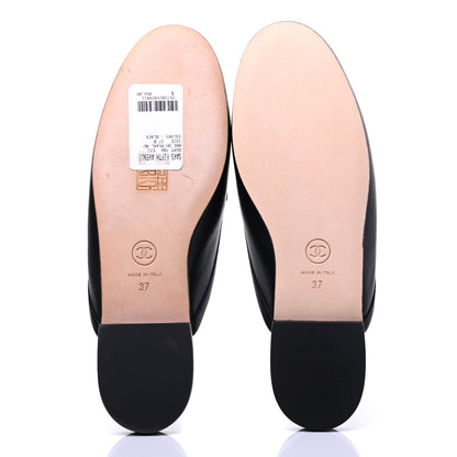 Chanel Calfskin Pearl CC Mules 37 Black 6 of 12