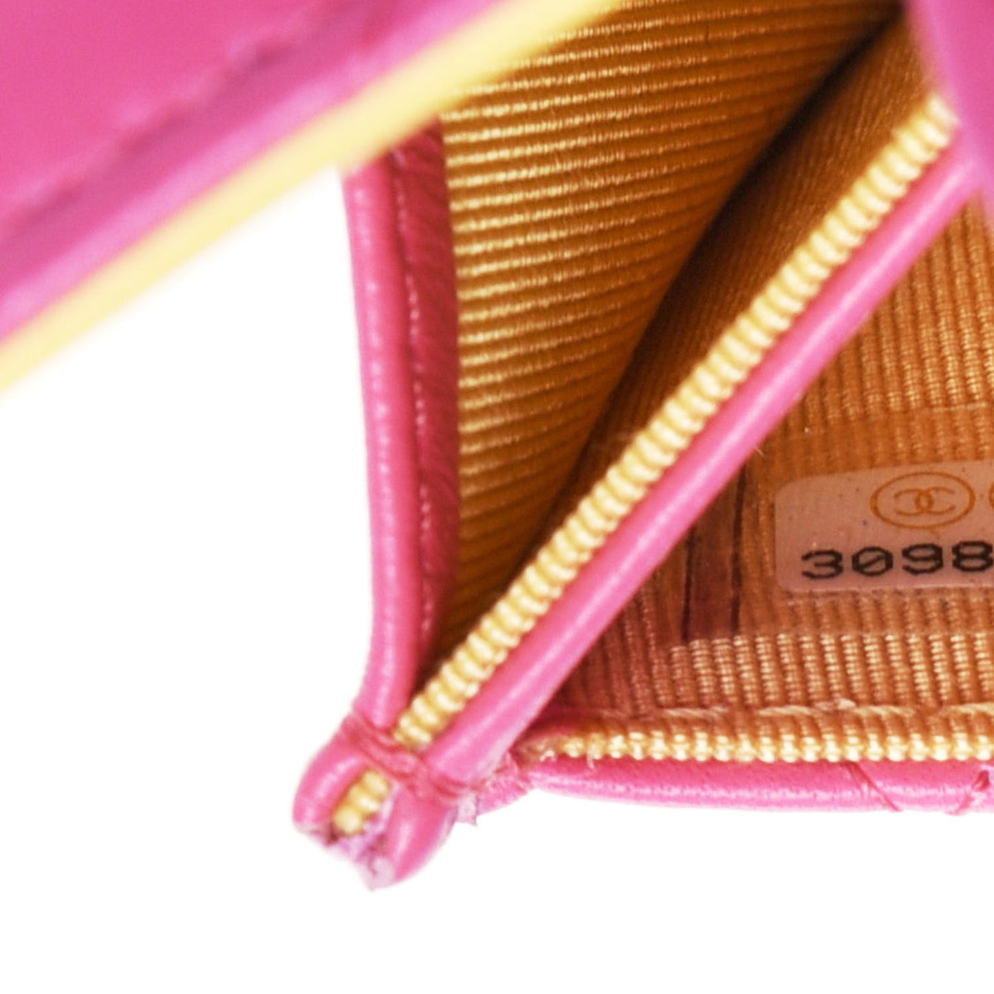 Lambskin Quilted Flap Card Holder Wallet Pink Yellow