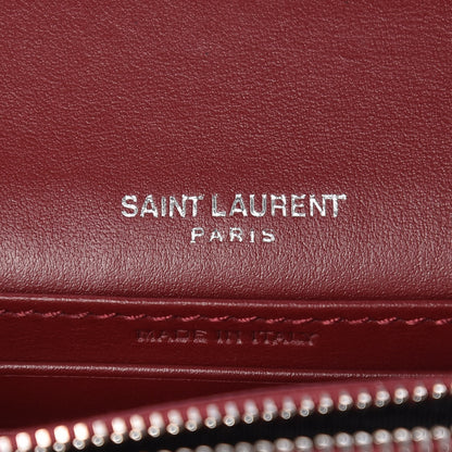 Saint Laurent Calfskin Crocodile Embossed Monogram Sunset Chain Wallet Palissandre 6 of 9