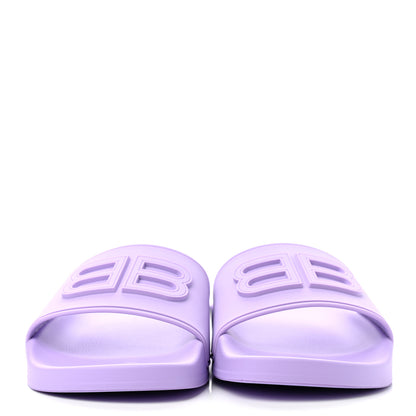 Balenciaga Rubber Womens BB Pool Slide Sandals 38 Lilac 4 of 13