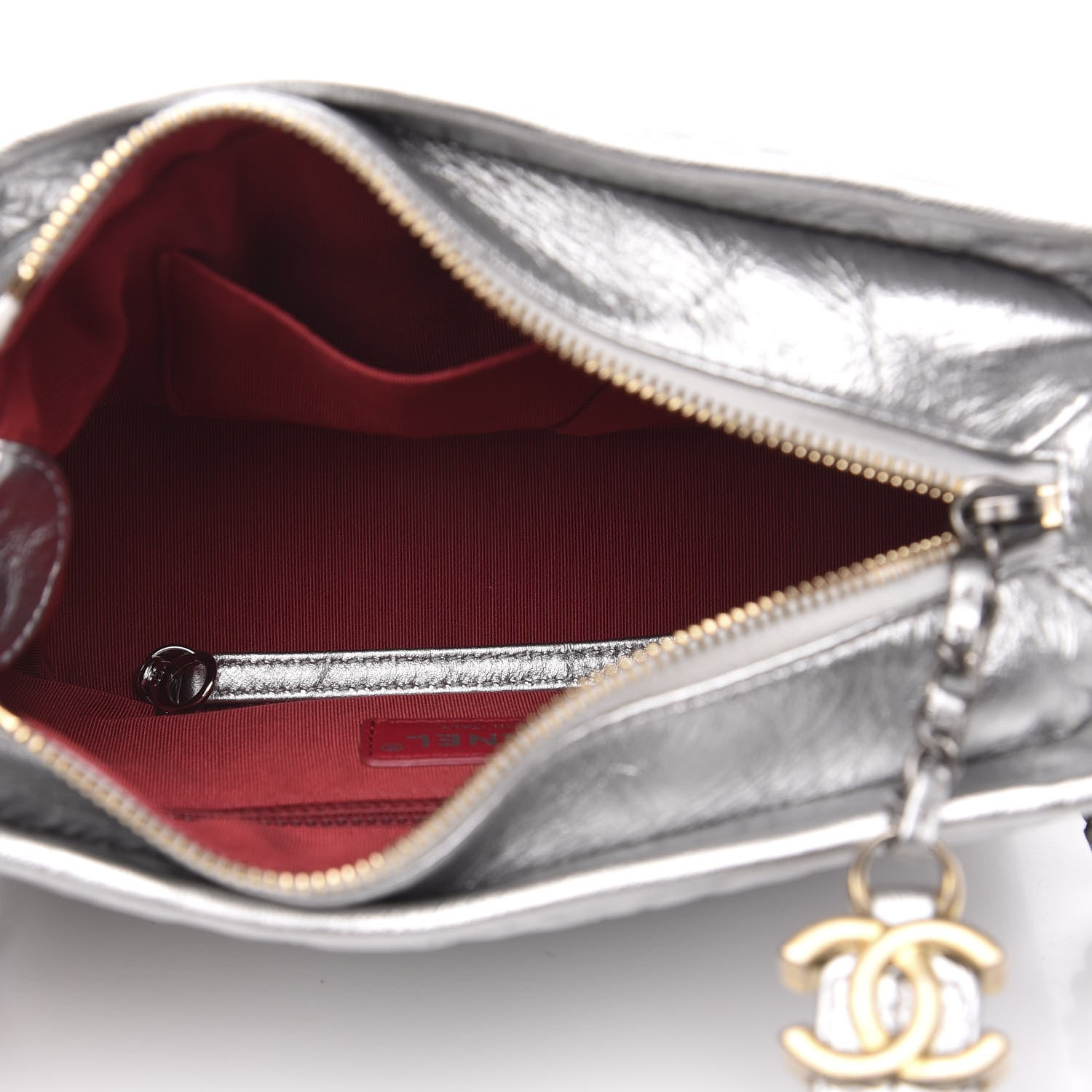 Chanel Metallic Aged Calfskin Quilted Small Gabrielle Hobo Silver 5 of 11