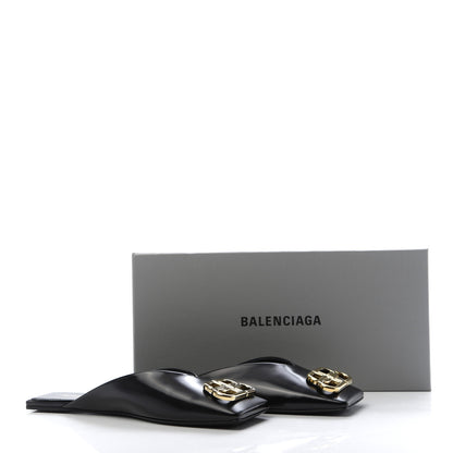 Balenciaga Soft Calfskin Double Square BB 5mm Mules 38 Black 9 of 9