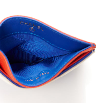 Chanel Caviar Quilted Filigree Card Holder Blue White Red 5 of 10