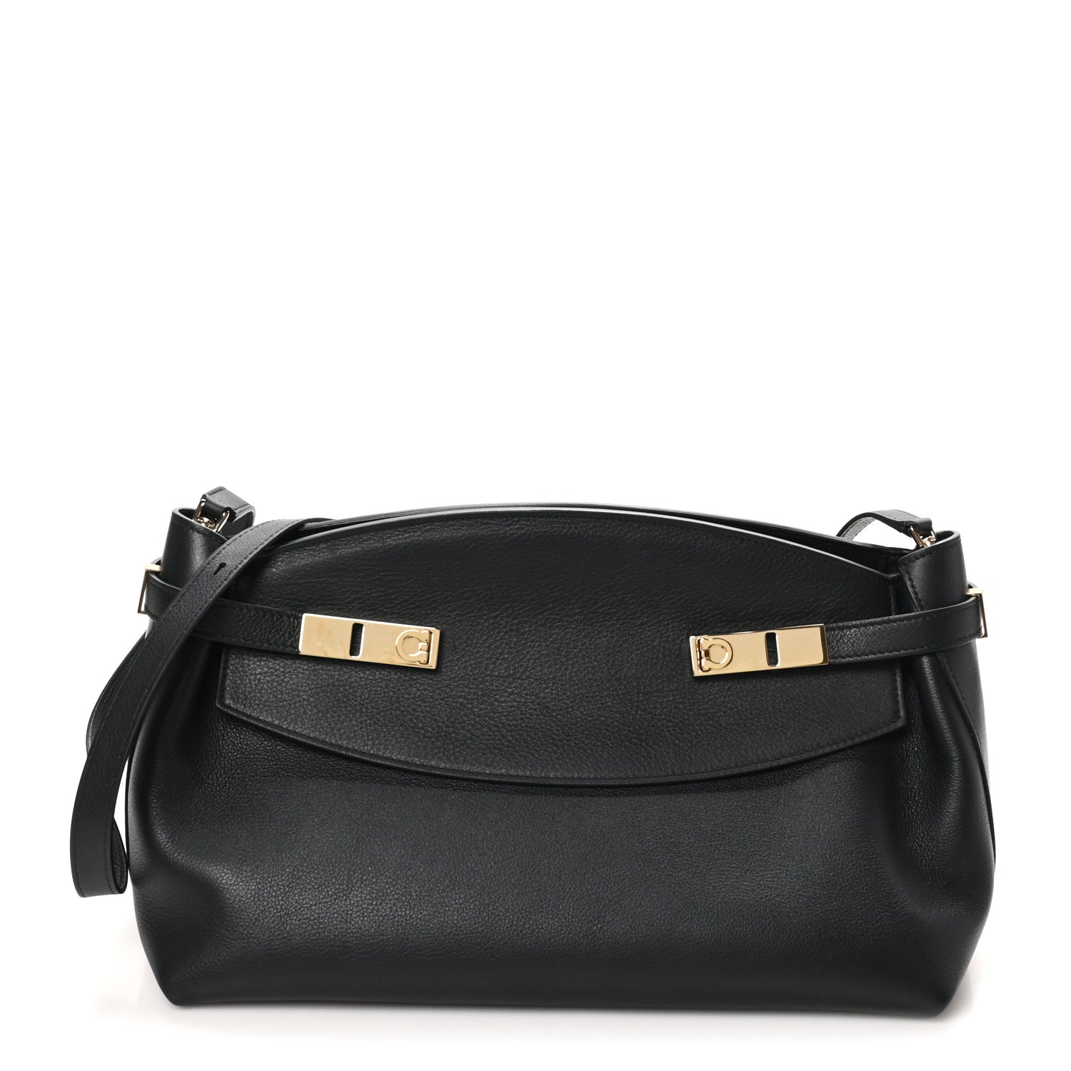 Salvatore Ferragamo Calfskin Large Hug Pouch Black 1 of 10
