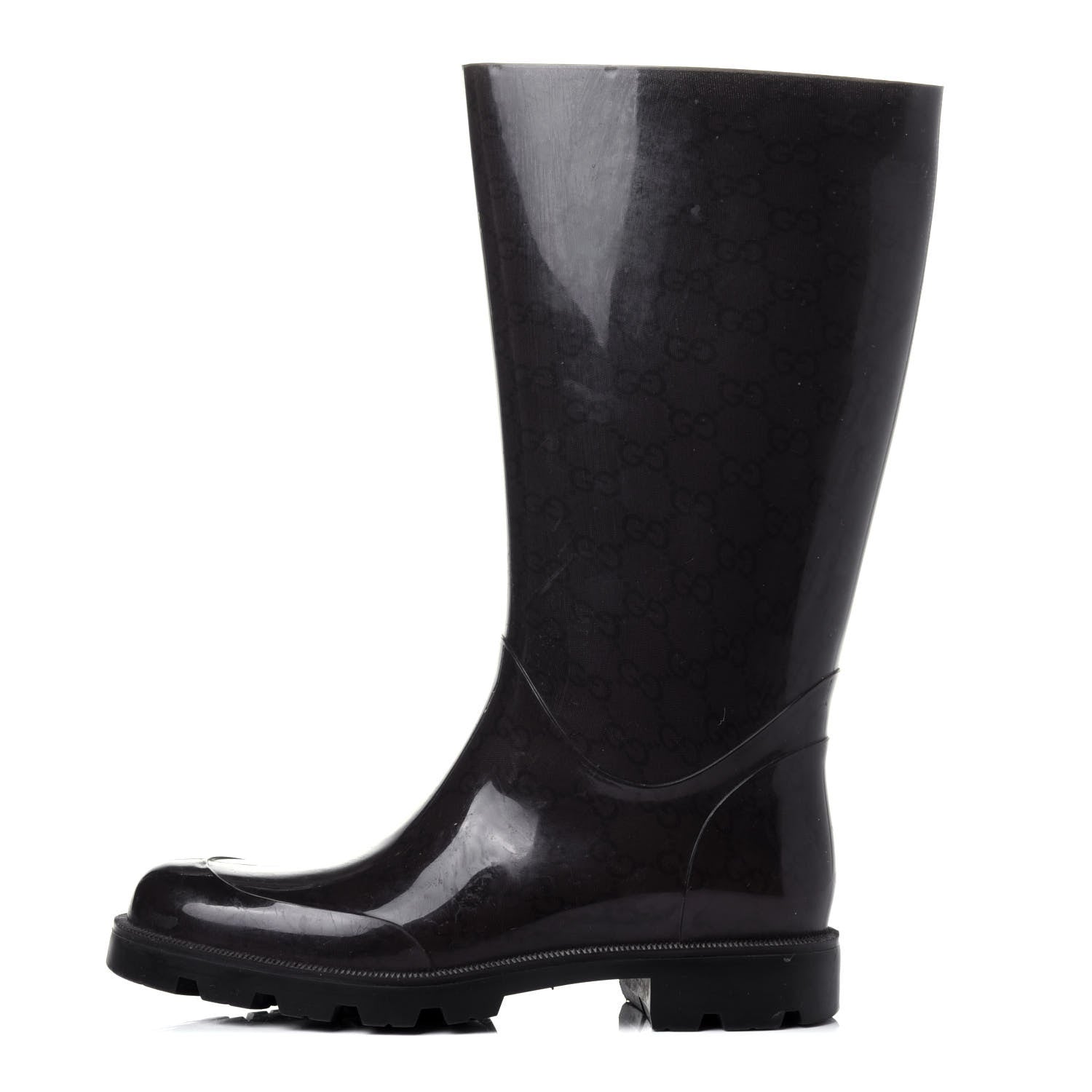 Gucci Rubber Monogram Rain Boots 37 Black 1 of 8