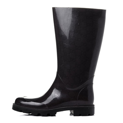 Gucci Rubber Monogram Rain Boots 37 Black 1 of 8