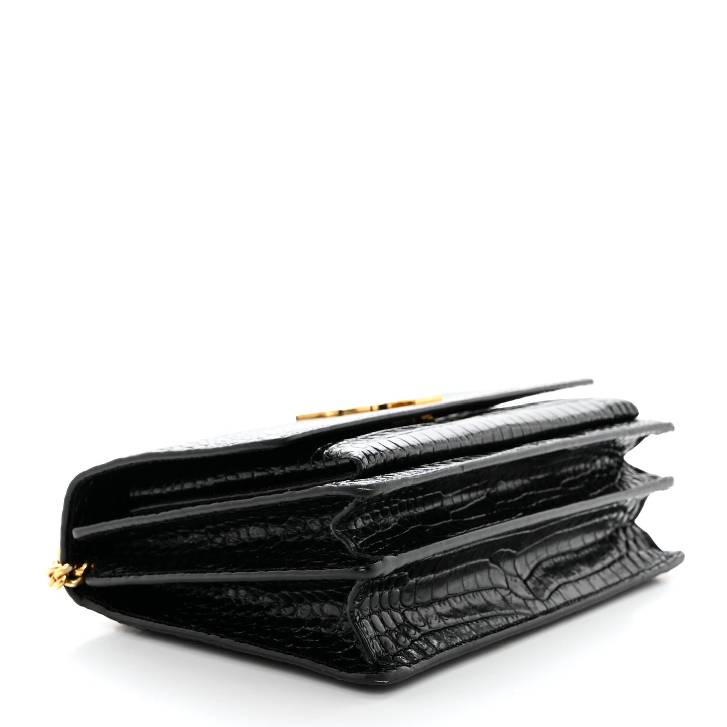 Calfskin Crocodile Embossed Medium Monogram Sunset Black