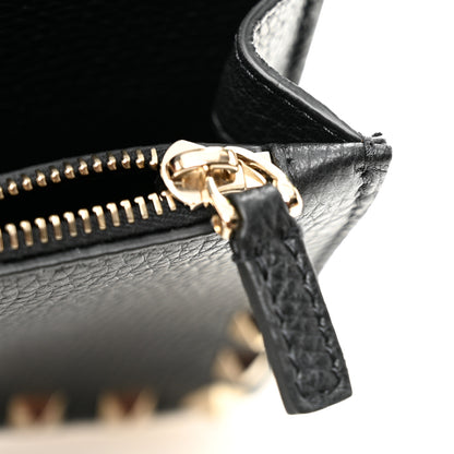 Valentino Garavani Pebbled Calfskin Rockstud Flap Wallet On Chain Black 11 of 11