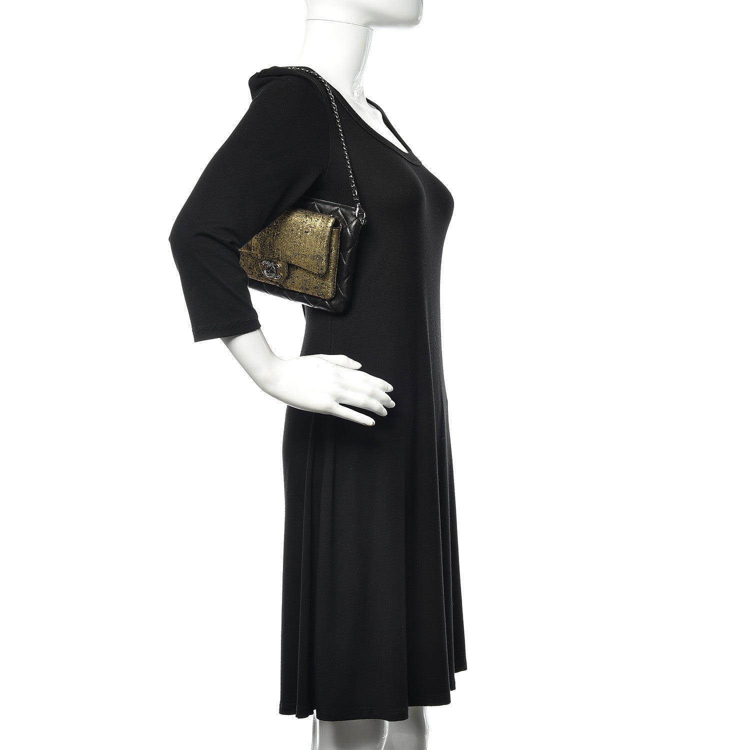 Chanel Lambskin Mineral Nights Wristlet Gold Black 2 of 11