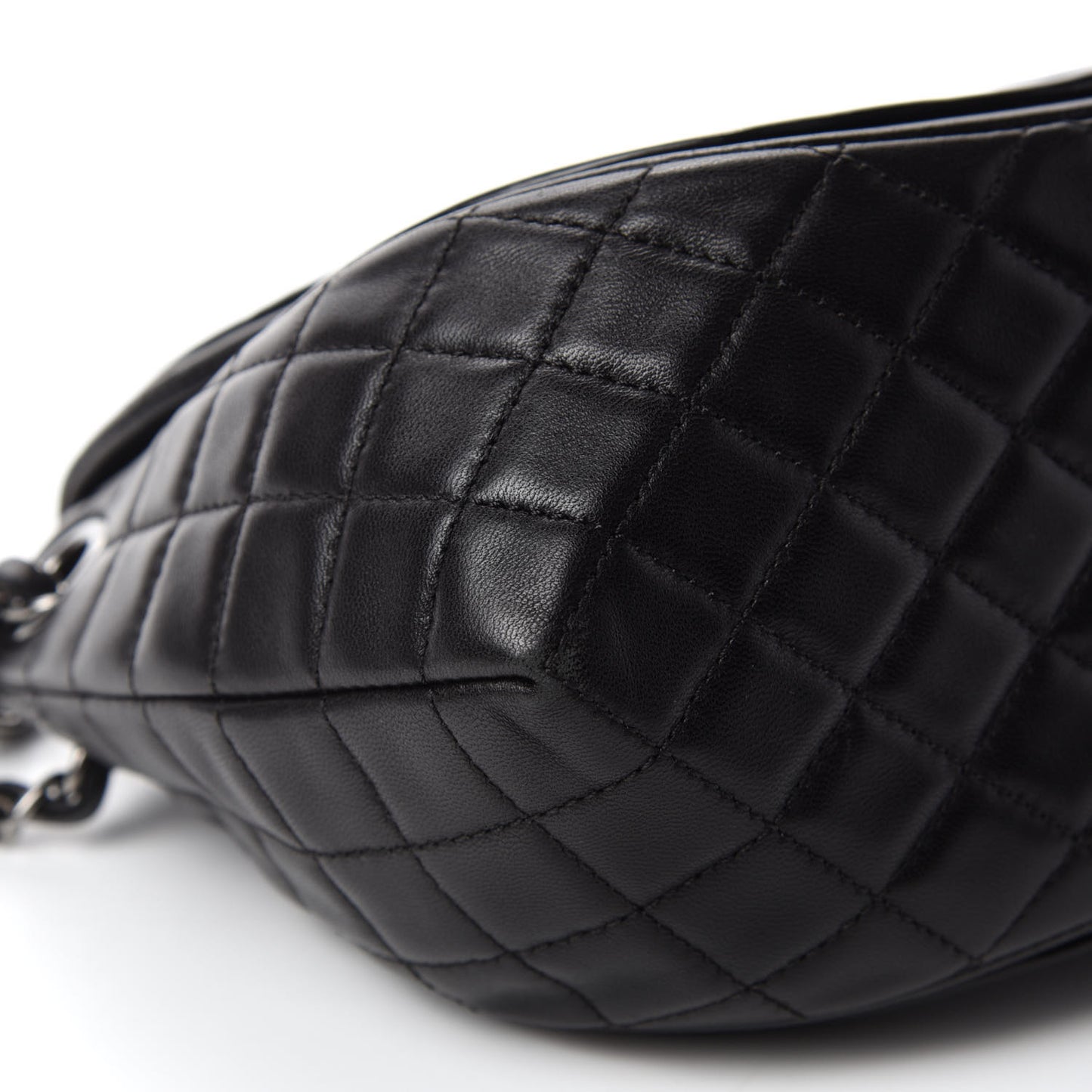 Lambskin Patent Classic Twist Crescent Flap Bag Black