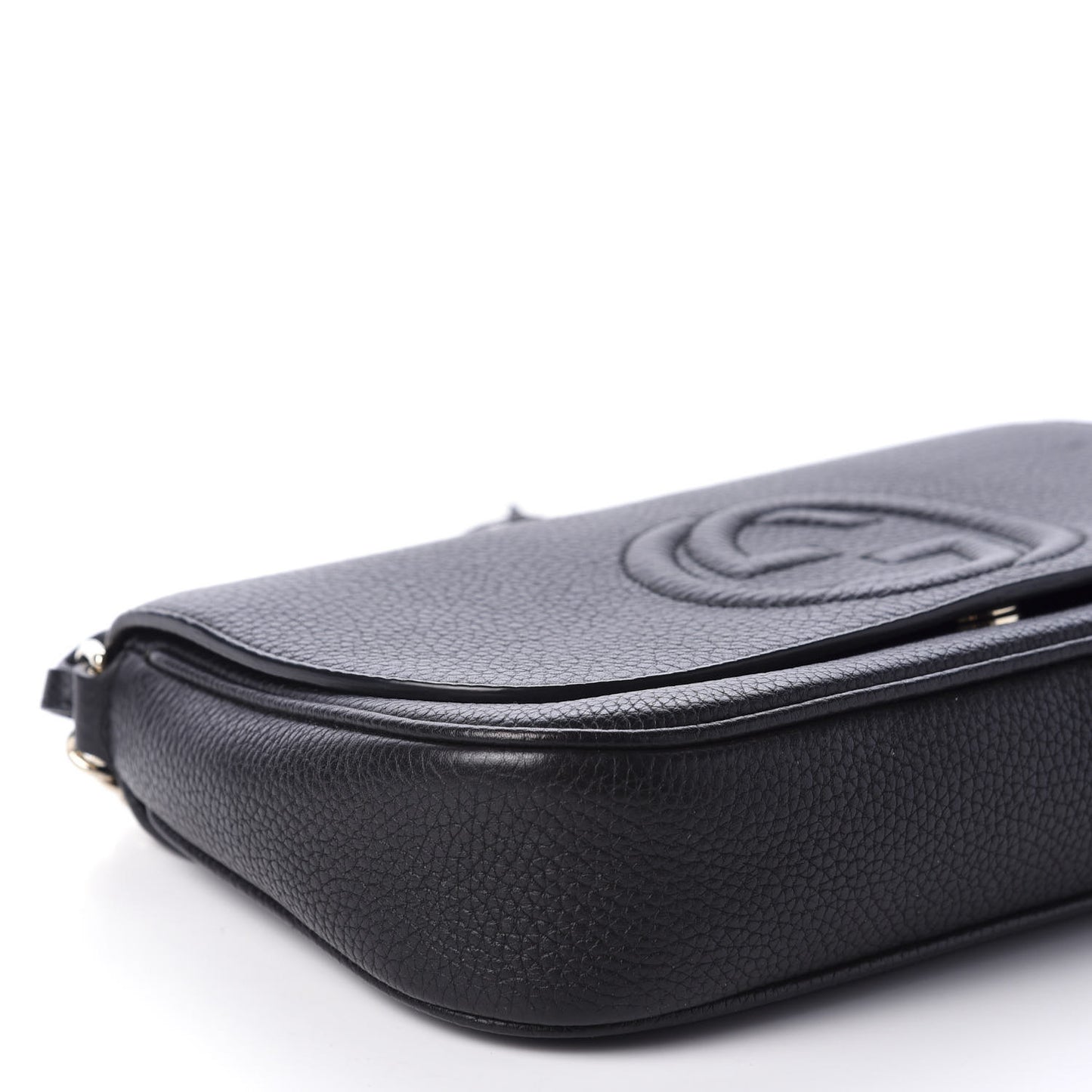 Pebbled Calfskin Medium Soho Flap Crossbody Black