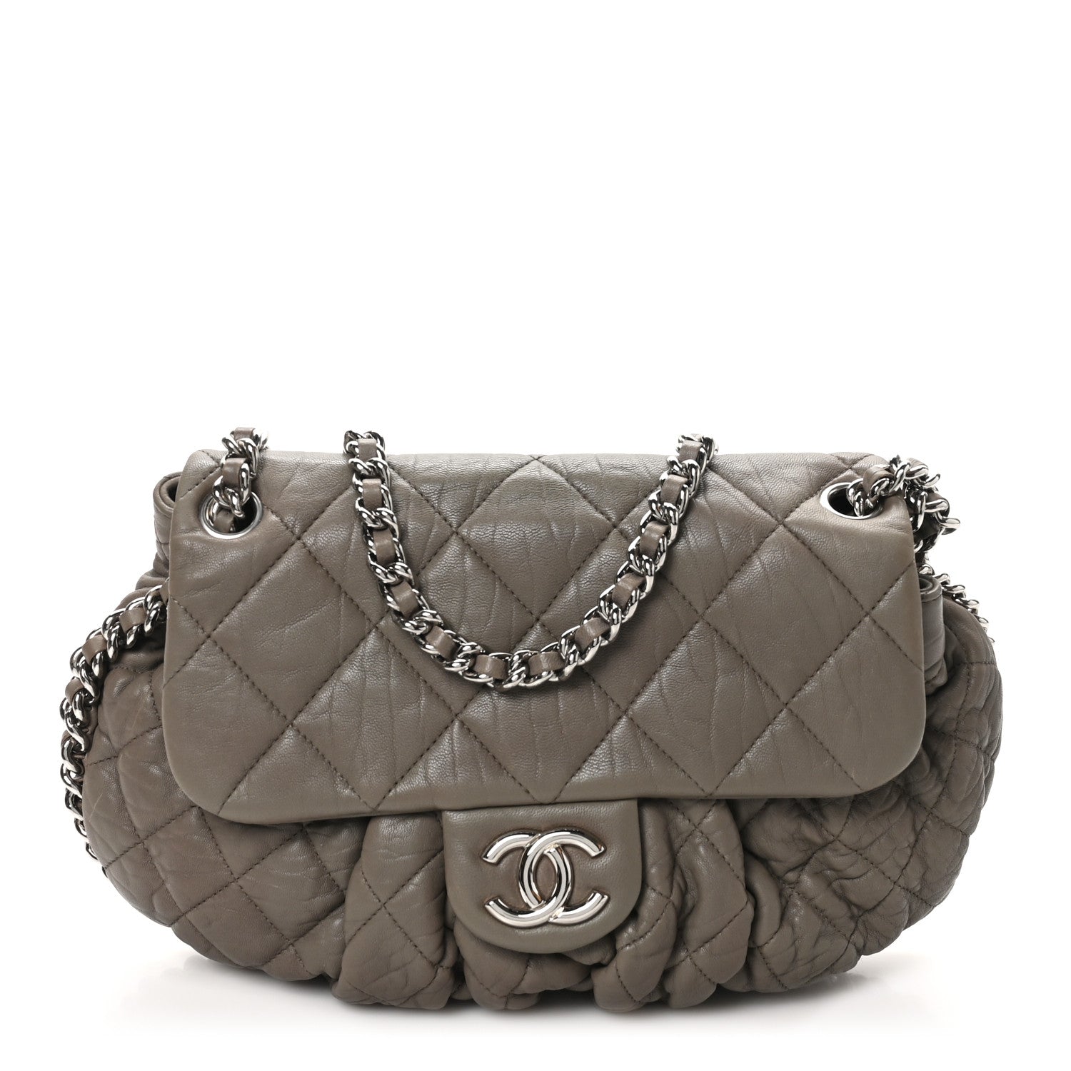 Chanel Washed Lambskin Quilted Medium Chain Around Messenger Taupe 1 of 10
