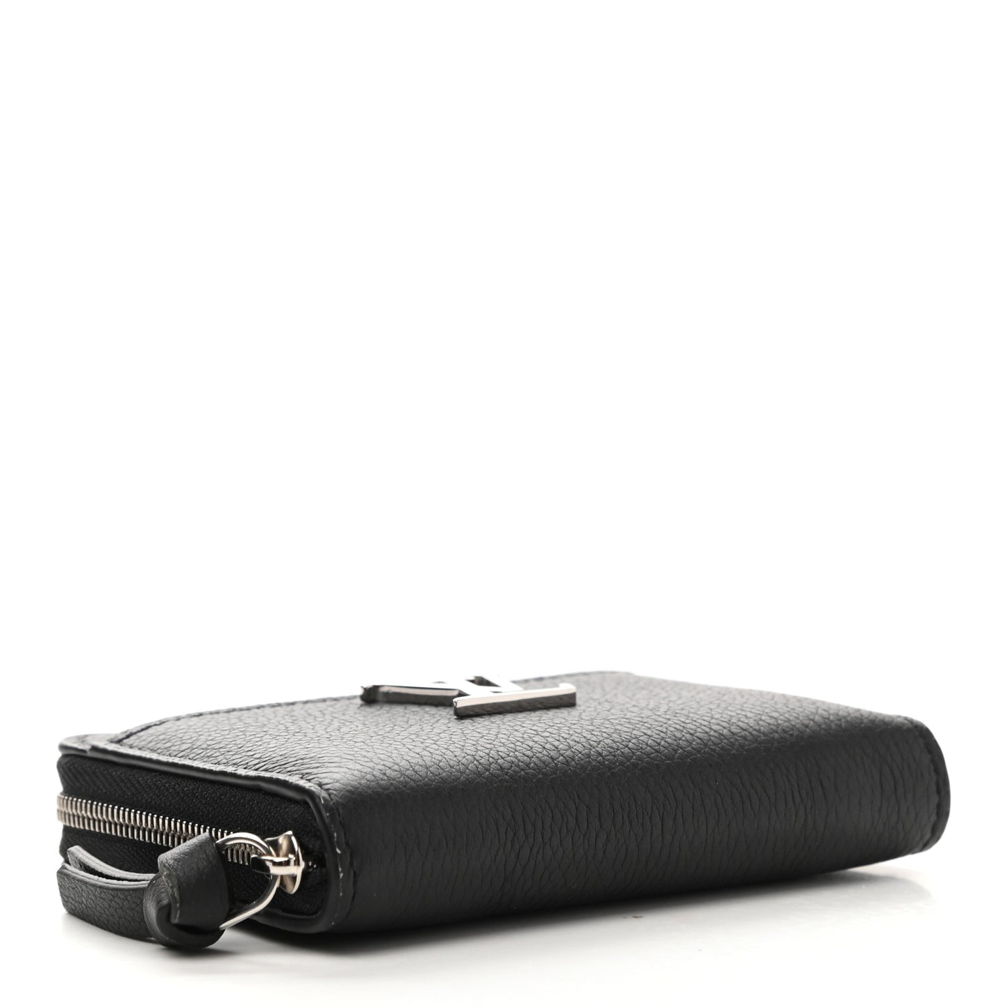 Calfskin Lockme Zippy Coin Purse Black