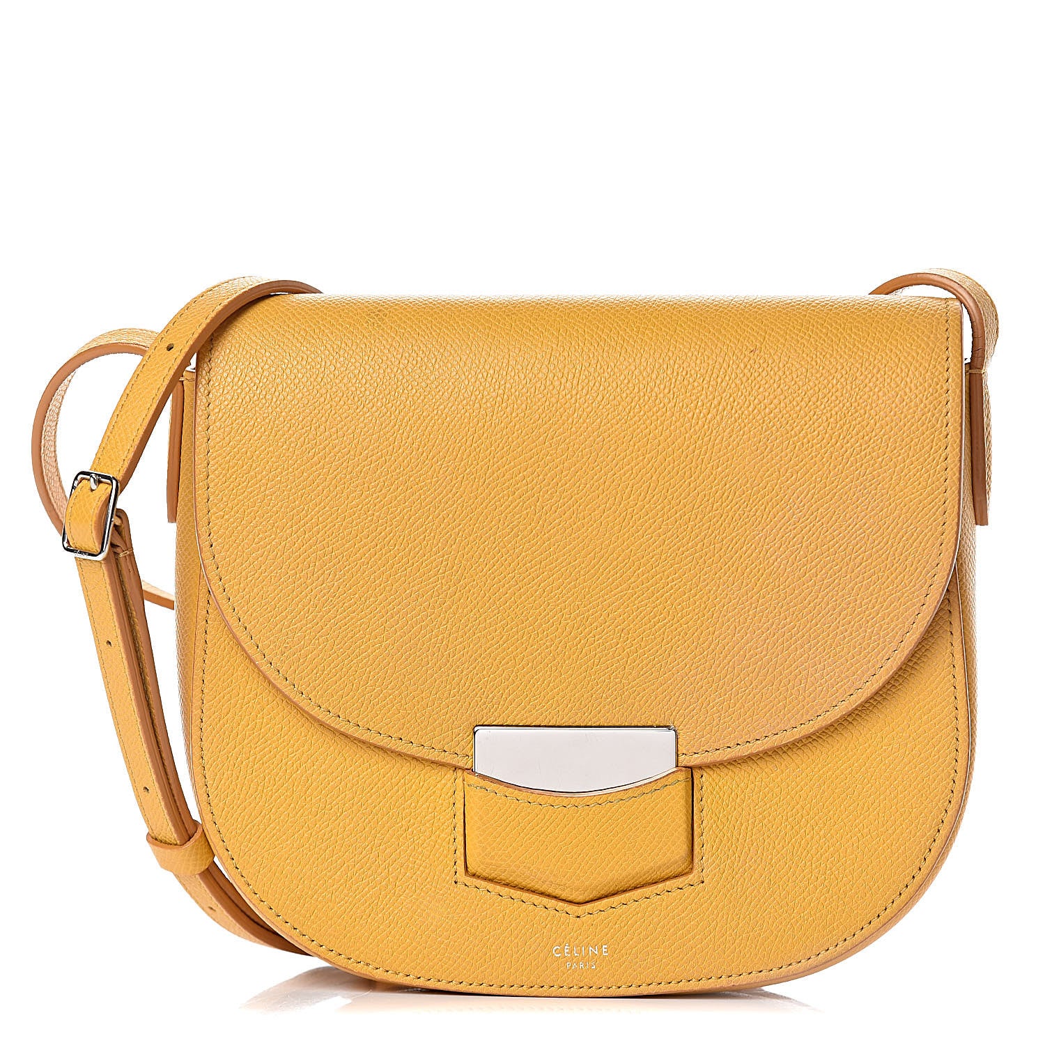 Celine Baby Grained Calfskin Small Trotteur Saffron 1 of 12