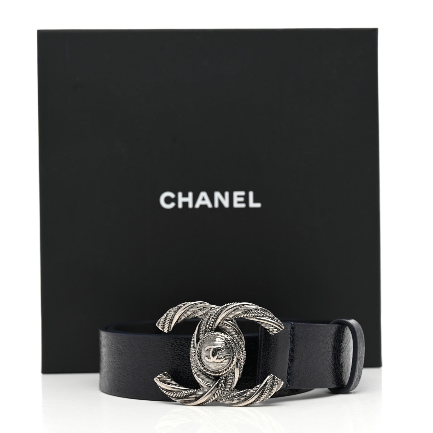 Chanel Glazed Calfskin CC Belt 75 30 Navy Blue 9 of 9