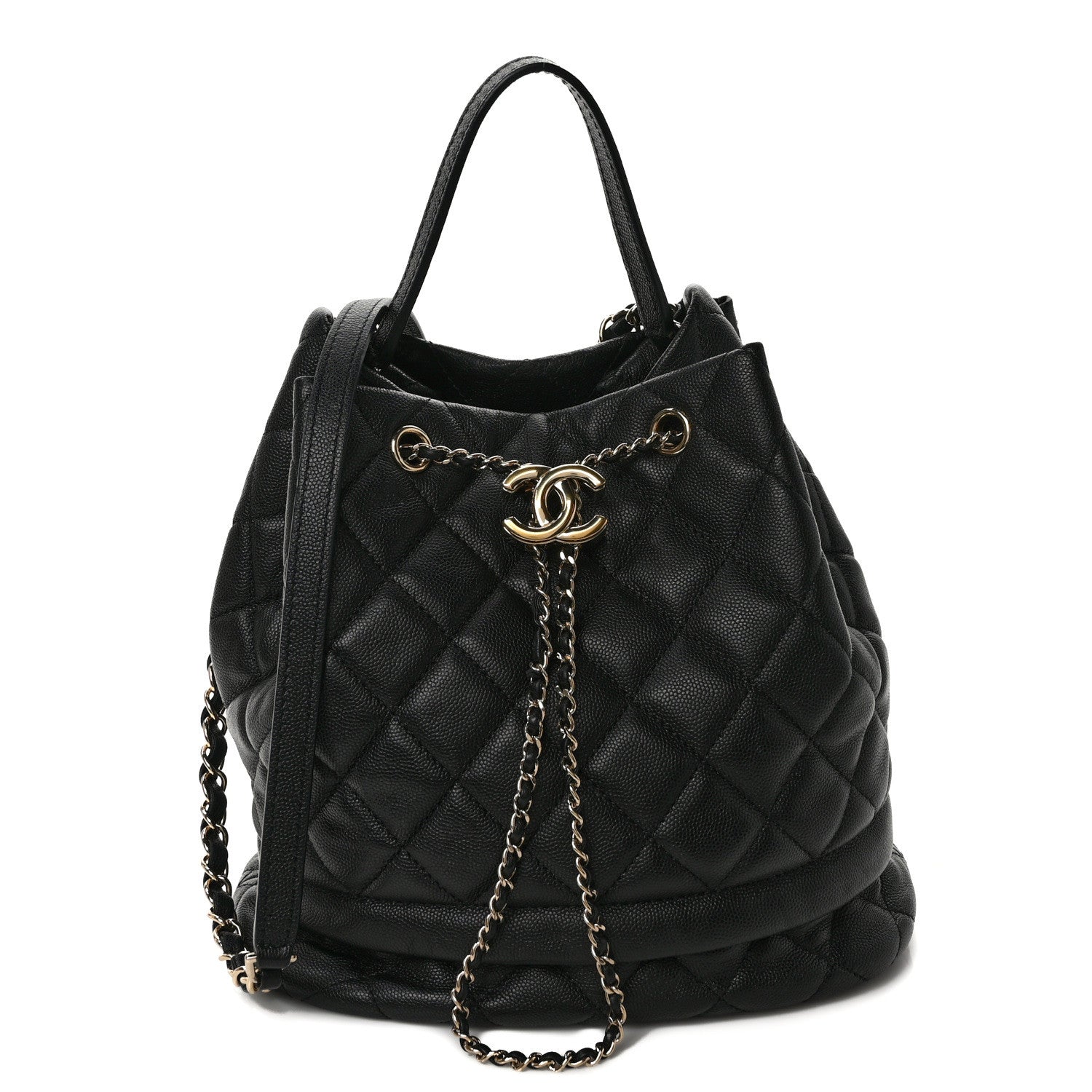 Chanel Caviar Quilted Large Rolled Up Bucket Drawstring Bag Black 1 of 9