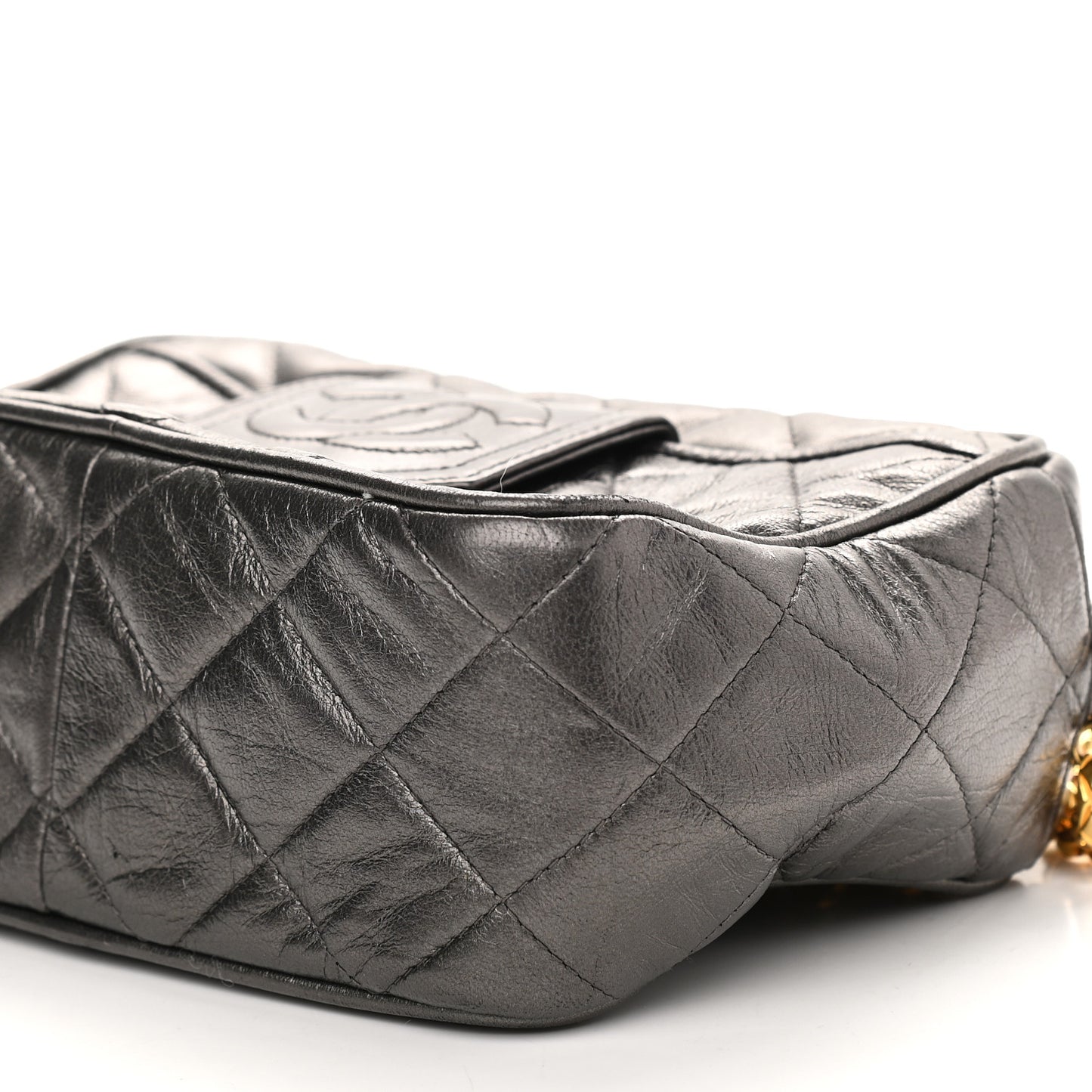 Lambskin Quilted Tassel Camera Case Black