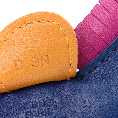 Hermes Milo Lambskin Grigri Rodeo Horse Bag Charm PM Bleu Saphir Rose Pourpre Bouton D'Or 4 of 4