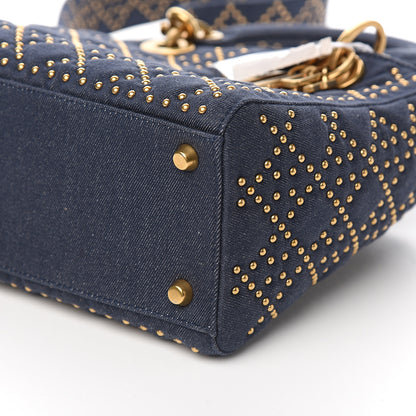 Christian Dior Canvas Cannage Studded Medium Supple Lady Dior Blue 8 of 9