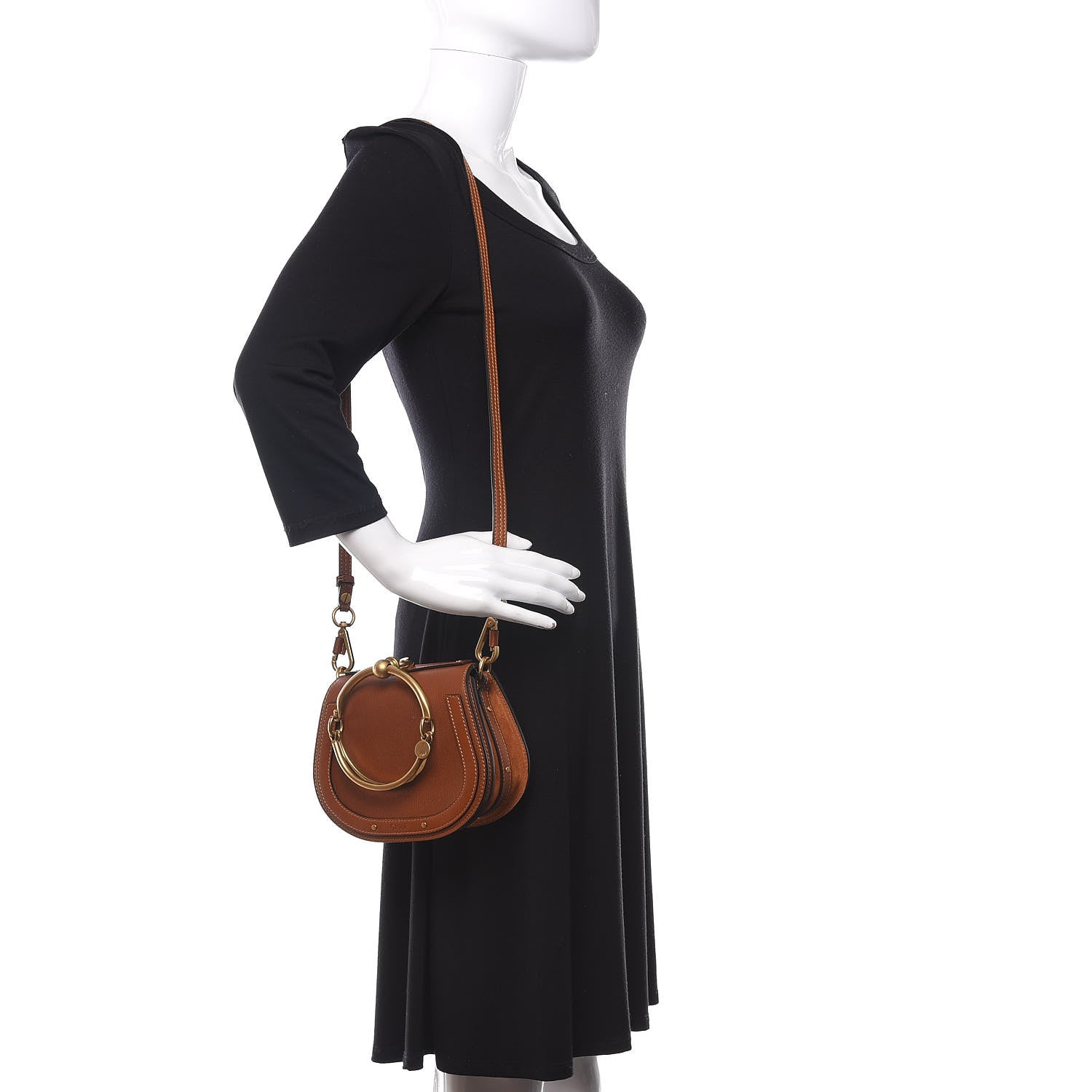 Chloe Calfskin Suede Small Nile Bracelet Bag Caramel 2 of 9