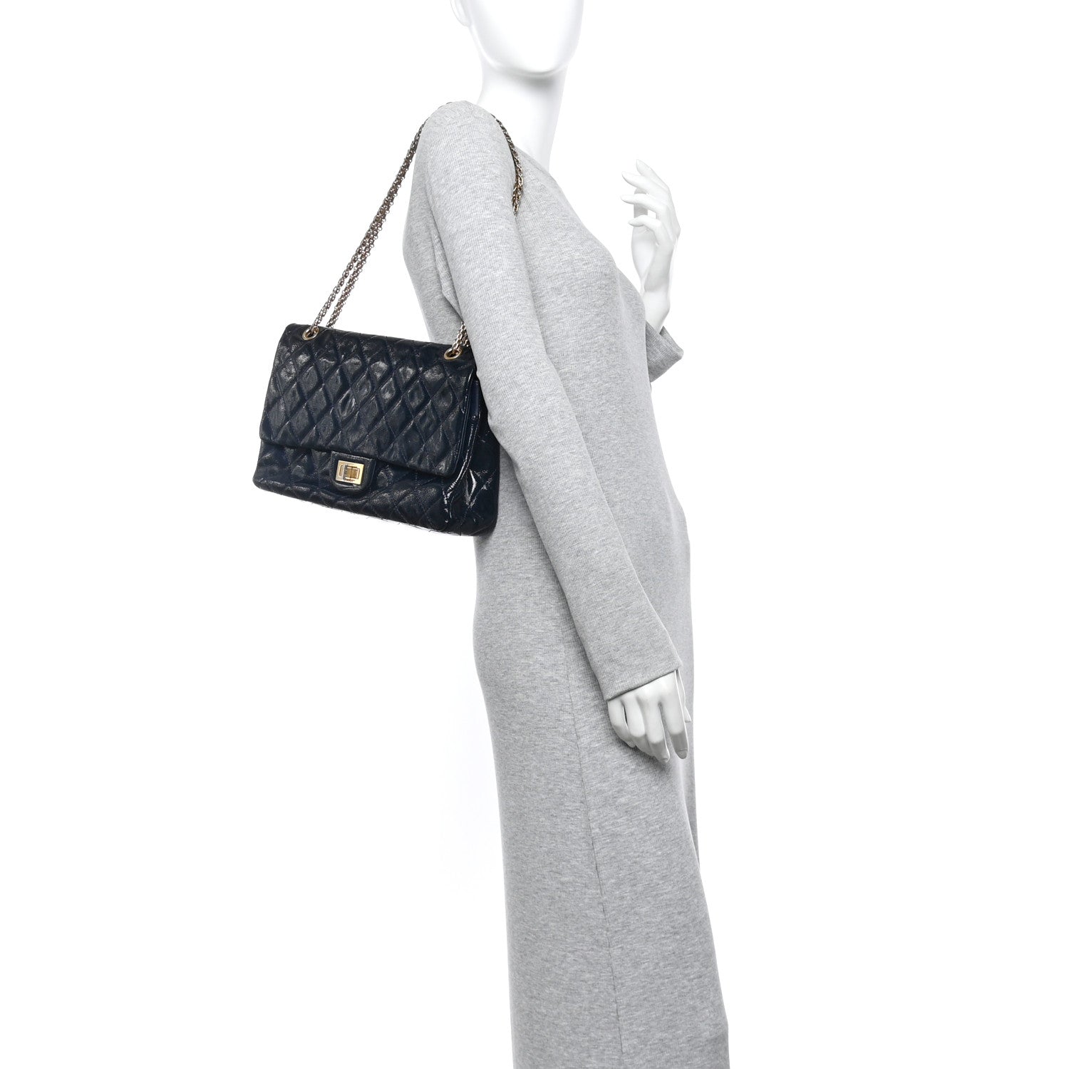 Chanel Distressed Patent Quilted 2.55 Reissue 227 Flap Navy 2 of 13