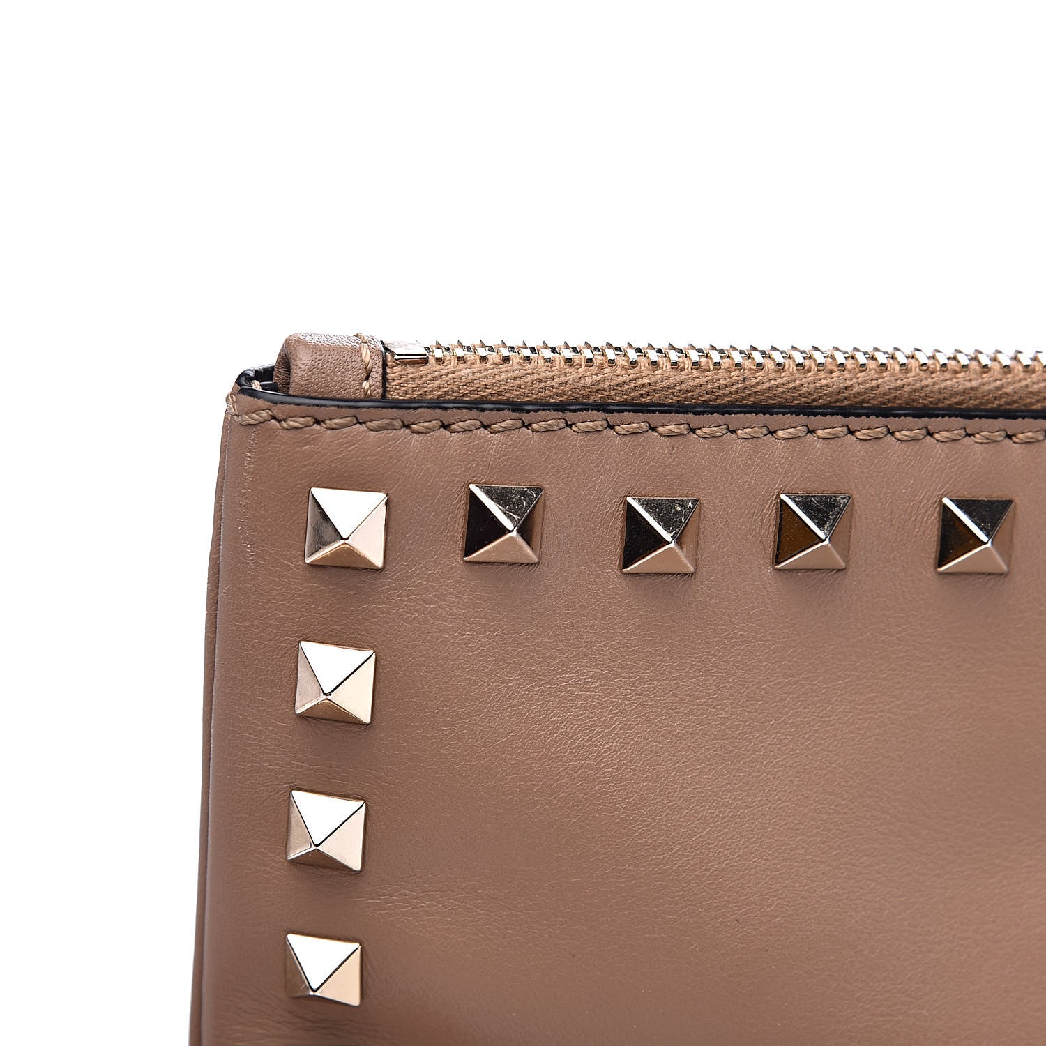 Valentino Garavani Vitello Large Rockstud Zip Wristlet Pouch Poudre 9 of 14