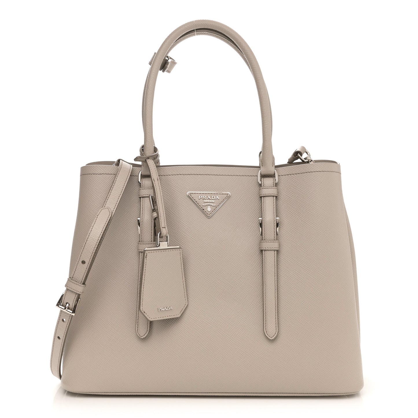 Saffiano Cuir Medium Double Handle Tote Argilla