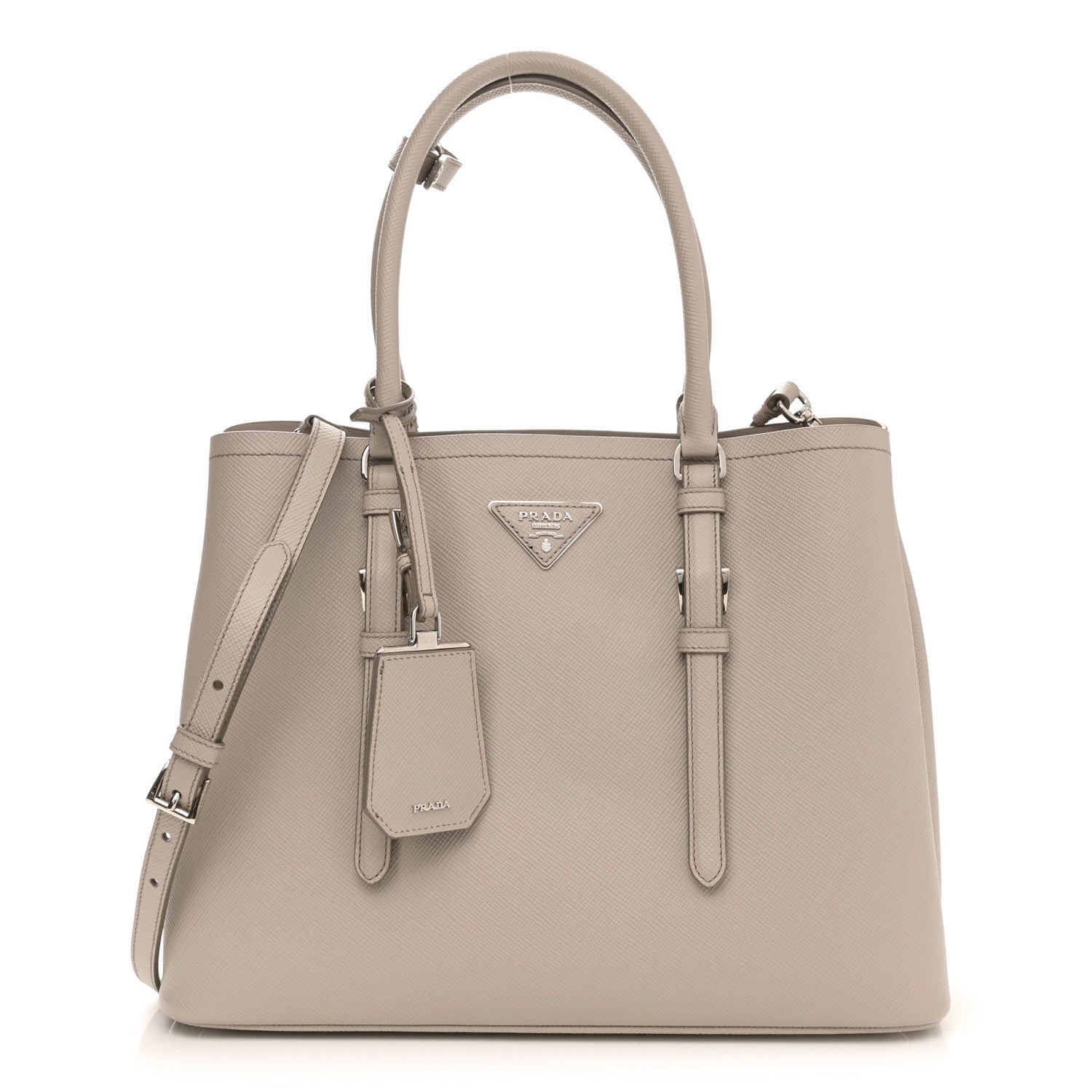 Prada Saffiano Cuir Medium Double Handle Tote Argilla 1 of 13