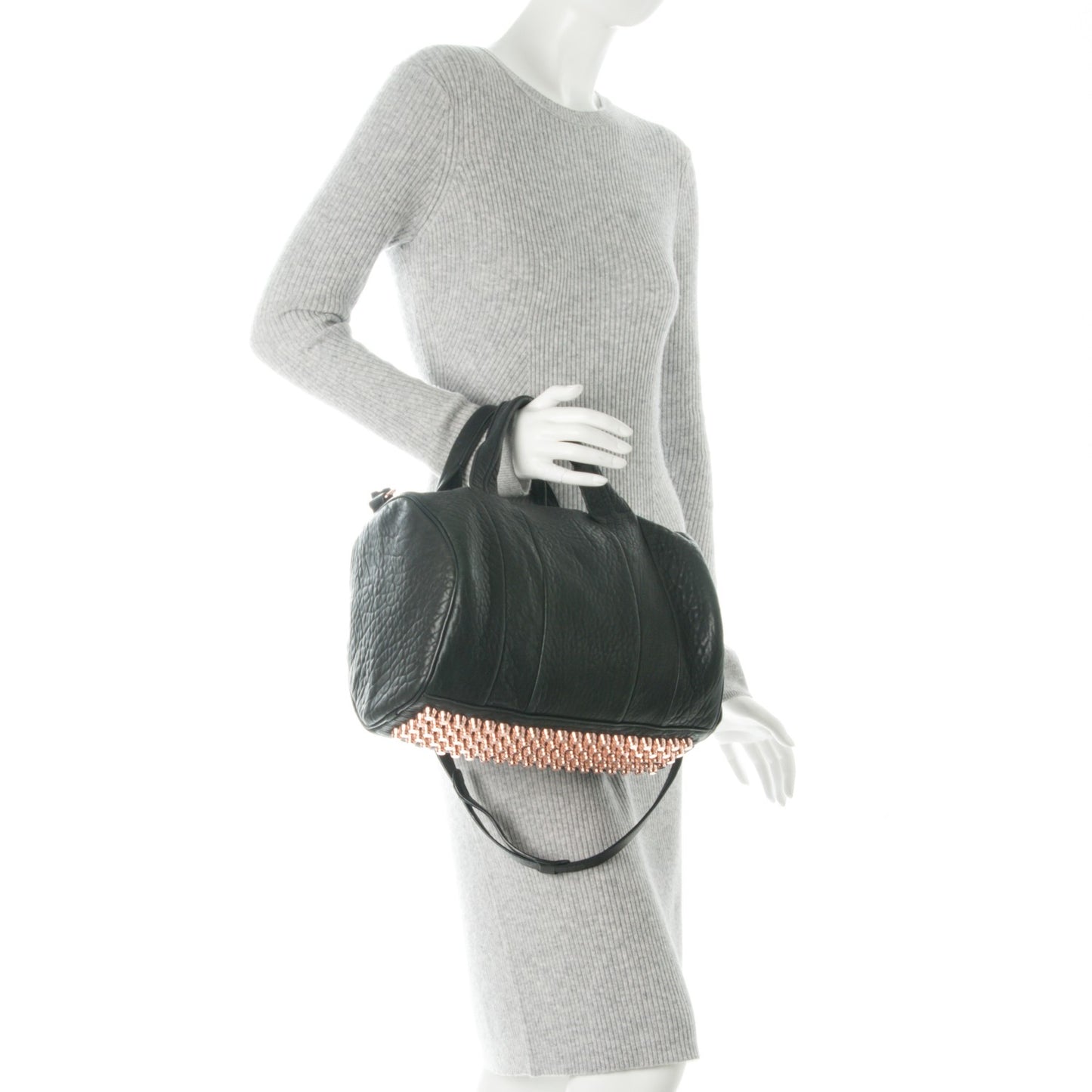 Pebbled Lambskin Rocco Black Rose Gold Hardware