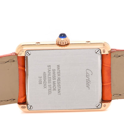 Cartier Stainless Steel 18K Yellow Gold Alligator 24mm Tank Solo Quartz Watch Orange 4 of 7