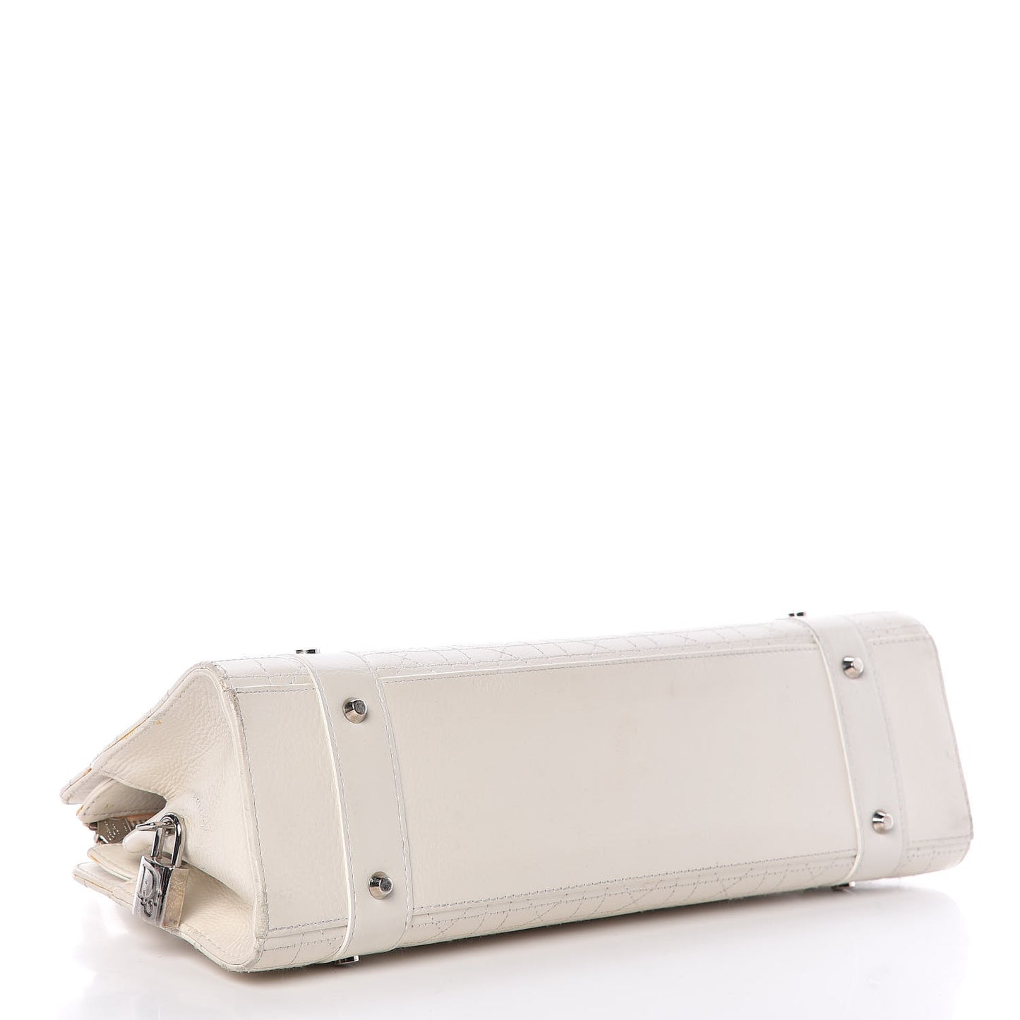 Calfskin Cannage Stitched East West Lady Dior White